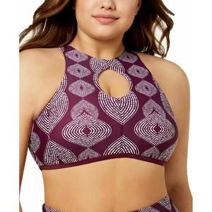 Raisins Curve Plus Size Majorelle Printed High-Neck Keyhole Top Swimsuit 18W